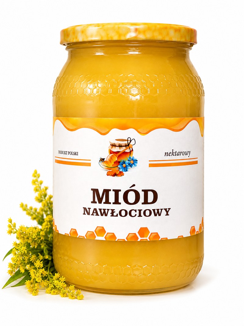 Słoik miodu nawłociowego z gospodarstwa Dariusza Pawluka